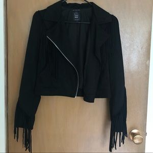 Zara Black Suede Fringe Jacket